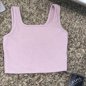 A cyan colored crop top